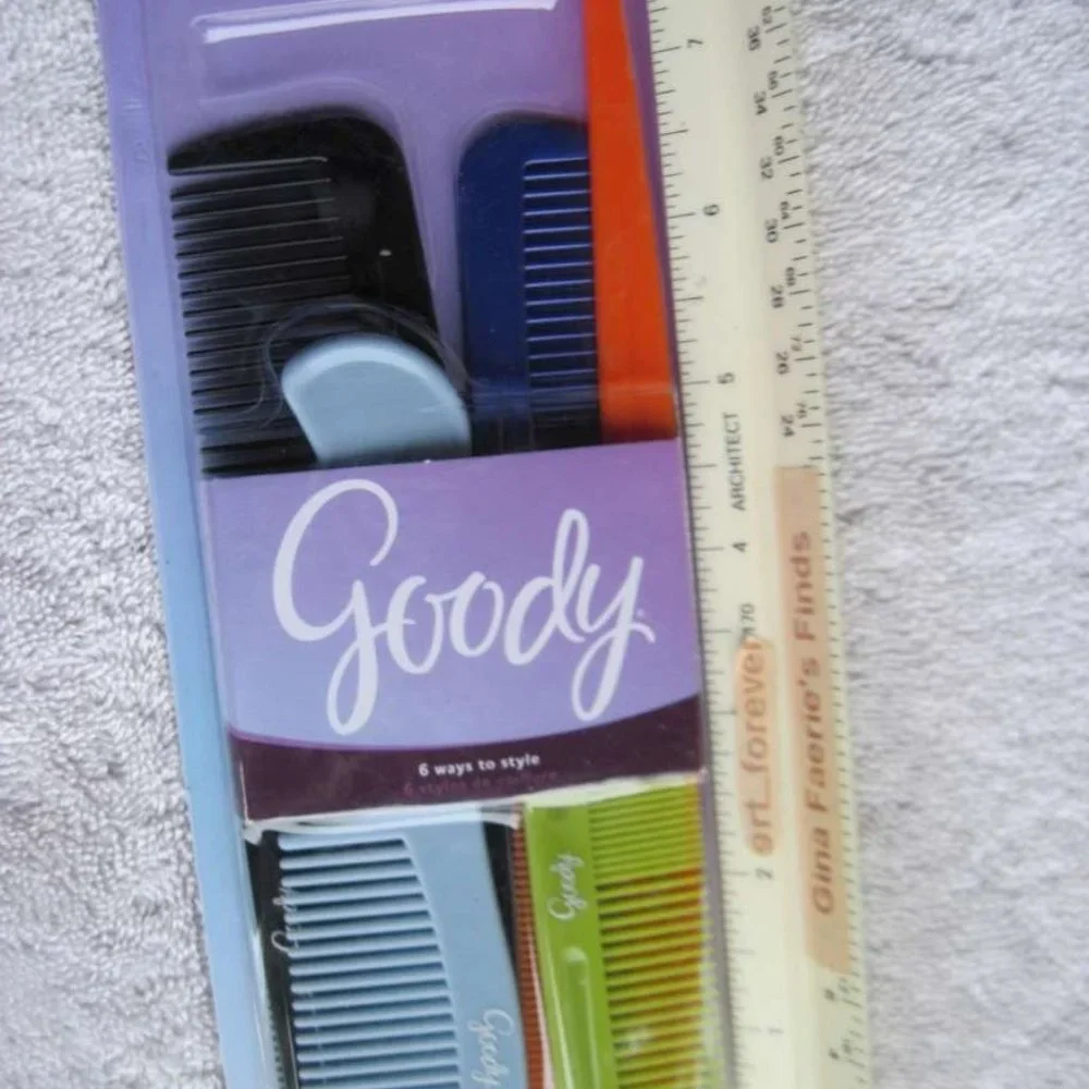 Goody Value 6 Pack Plastic Multi Hair Super Comb Set All Purpose Style Detangle